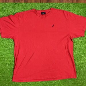 Vintage Nautica Tee Shirt XL Red Sailboat Logo Crewneck Cotton t-shirt EUC